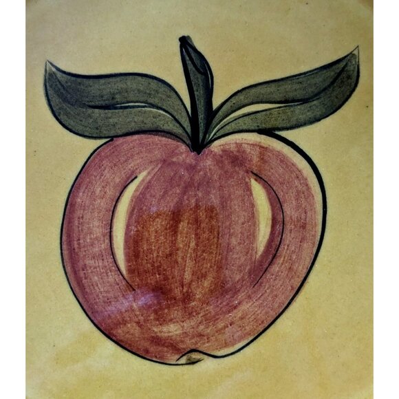 Los Angeles Potteries 1971 Pie Plate Ovenware 630 Apple Hand-Painted Ceramic 10" - Picture 3 of 5